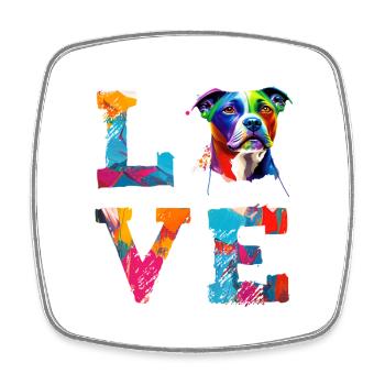 Staffordshire Dog Love Colorful Art Dog Portrait - Square fridge magnet - white - Front