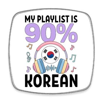 Ma playlist est à 90 % coréenne - Magnet carré - blanc - Devant