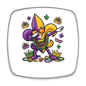 Taponnage de fleur de lys Mardi Gras dab fleur de lys - Magnet carré - blanc - Devant