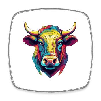 Stier Tier Comic - Viereckiger Kühlschrankmagnet - Weiß - Vorne