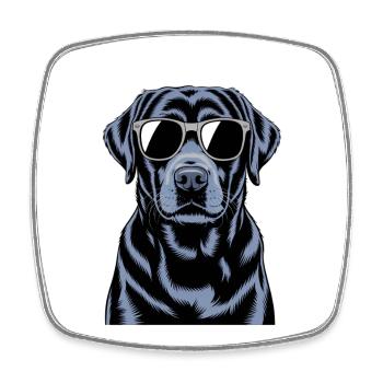 Labrador noir - Magnet carré - blanc - Devant
