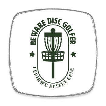 Vorsicht, Disc Golfer - Viereckiger Kühlschrankmagnet - Weiß - Vorne