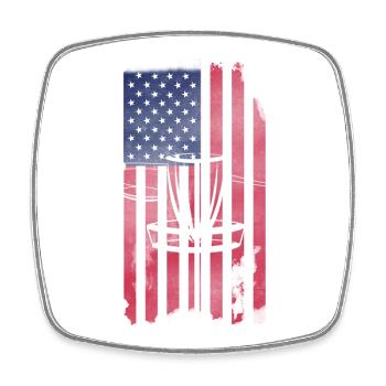 Disc Golf USA Flagge - Viereckiger Kühlschrankmagnet - Weiß - Vorne