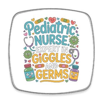 Infirmière pédiatrique experte en rires et soins de santé - Magnet carré - blanc - Devant