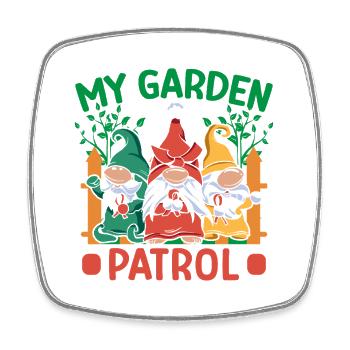 Garden Gnome Costume My Garden Patrol Gnome - Viereckiger Kühlschrankmagnet - Weiß - Vorne