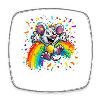 Regenbogen-Maus Farbschauer - Viereckiger Kühlschrankmagnet - Weiß - Vorne