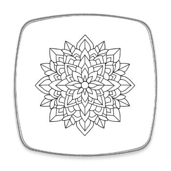 Florales Mandala - Viereckiger Kühlschrankmagnet - Weiß - Vorne