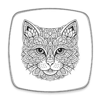 Visage de chat de Mandala - Magnet carré - blanc - Devant