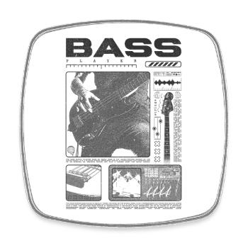 Bass Guitar Lover Bass Player Streetwear - Square fridge magnet - white - Front