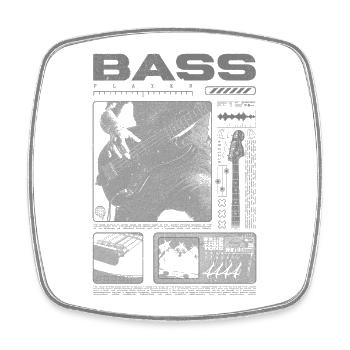 Bass Guitar Lover Bass Player Streetwear - Square fridge magnet - white - Front