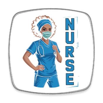 Blue Nurse Power - Square fridge magnet - white - Front