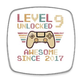 LEVEL 9 FREIGESCHALTET 9. GEBURTSTAG GAMER - Viereckiger Kühlschrankmagnet - Weiß - Vorne