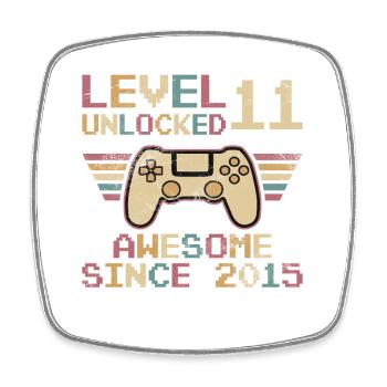 11.Geburtstag Jungen Video Gamer Level 11 unlocked - Viereckiger Kühlschrankmagnet - Weiß - Vorne