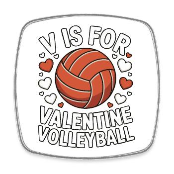 V is for Valentine Volleyball - Square fridge magnet - white - Front