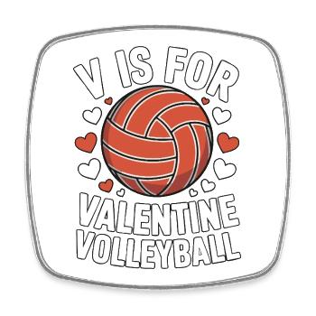 V is for Valentine Volleyball - Square fridge magnet - white - Front