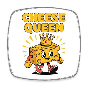 Cheese Queen – Fromage à couronne - Magnet carré - blanc - Devant