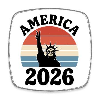 Paix de la Statue de la Liberté 2026 - Magnet carré - blanc - Devant