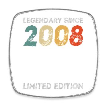 18th Birthday Legendary Since 2008 vintage - Square fridge magnet - white - Front