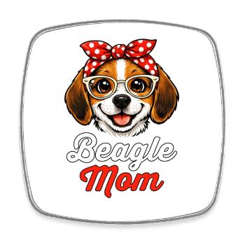 Beagle Mom Mama Rétro Vintage - Magnet carré - blanc - Devant