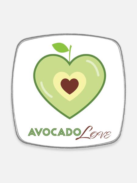 Avocado Heart Love - Square fridge magnet - white