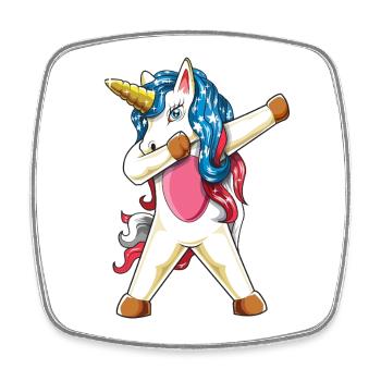 Abpuppen der Americorn Patriotic American Flag Unicorn - Viereckiger Kühlschrankmagnet - Weiß - Vorne