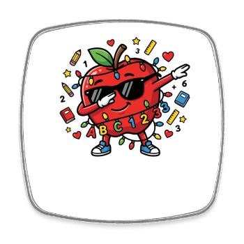 Dabbing Apple 100 Days Of School Dabbing Apple - Viereckiger Kühlschrankmagnet - Weiß - Vorne