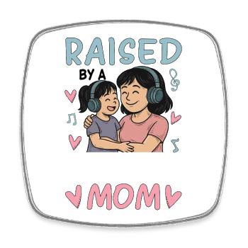 Raised By A K-Pop Mom - Viereckiger Kühlschrankmagnet - Weiß - Vorne