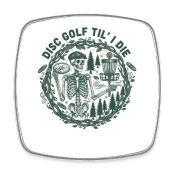 Disc Golf jusqu’à la mort Panier drôle de disc golfeur - Magnet carré - blanc - Devant