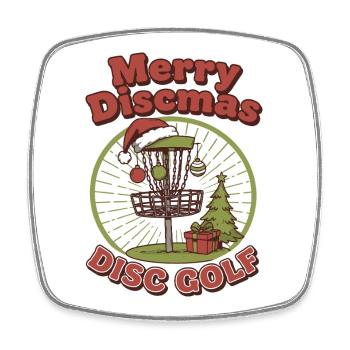 Joyeux Discmas Disc Golf Panier de Disques Volant Drôle - Magnet carré - blanc - Devant