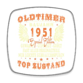 Year 1951 Vintage Birthday Saying 75 Years - Square fridge magnet - white - Front