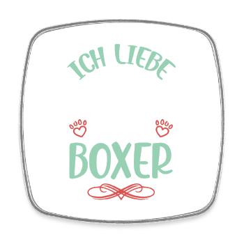 I love my boxer with wings - Square fridge magnet - white - Front
