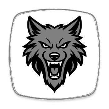 Logo Tête de Loup - Magnet carré - blanc - Devant