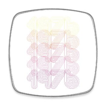 1976 Vintage Futuristic Retro Birthday Gift - Square fridge magnet - white - Front