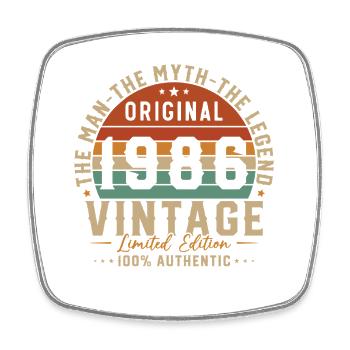 1986 Vintage Retro Geburtstagsgeschenk - Viereckiger Kühlschrankmagnet - Weiß - Vorne