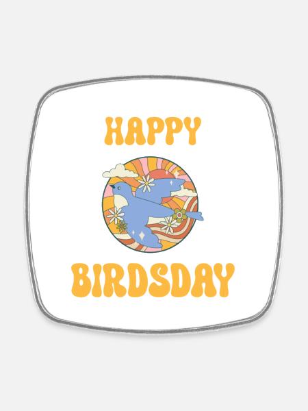 HAPPY BIRDSDAY - Square fridge magnet - white