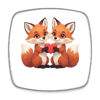 Couple renard au cœur - Magnet carré - blanc - Devant