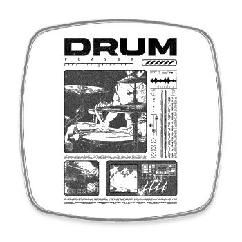 Rock Drummer Drum Player Streetwear - Square fridge magnet - white - Front