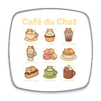 Café du Chat Katzengenuss - Viereckiger Kühlschrankmagnet - Weiß - Vorne