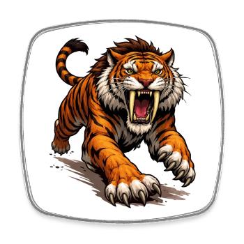 Comic Tiger Attack - Square fridge magnet - white - Front