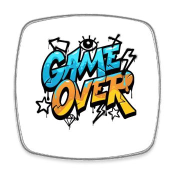 Game Over Graffiti Néon - Magnet carré - blanc - Devant