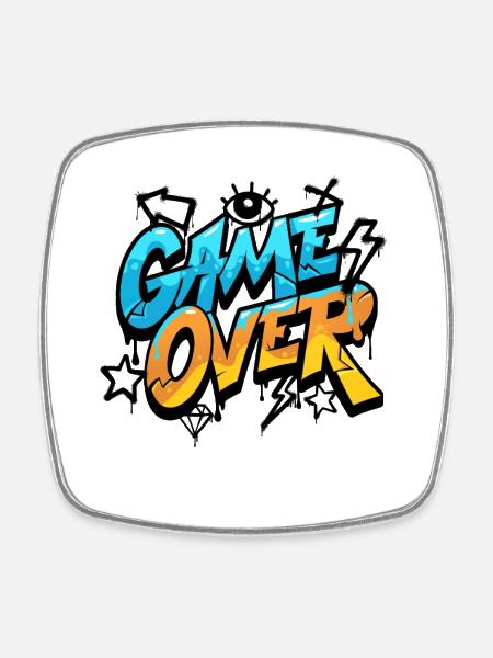 Game Over Graffiti Néon - Magnet carré - blanc