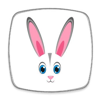 Cute Rabbit Face Kawaii Bunny Easter Lazy Costume - Square fridge magnet - white - Front