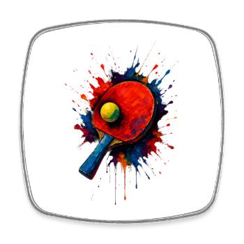 Ping Pong - Tennis de Table - Magnet carré - blanc - Devant