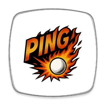 Ping Pong - Tennis de Table - Magnet carré - blanc - Devant