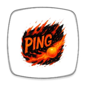 Ping Pong - Tennis de Table - Magnet carré - blanc - Devant