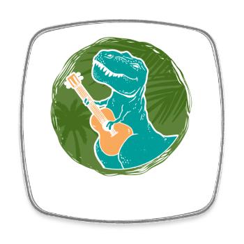Hawaiian Ukulele Uke T-Rex - Square fridge magnet - white - Front