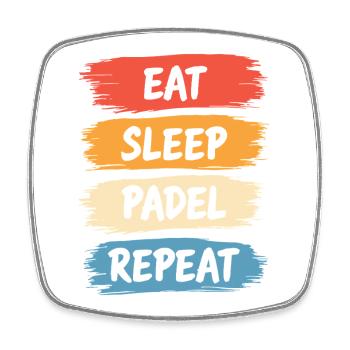 Eat Sleep Padel Repeat Sportler Lifestyle - Viereckiger Kühlschrankmagnet - Weiß - Vorne