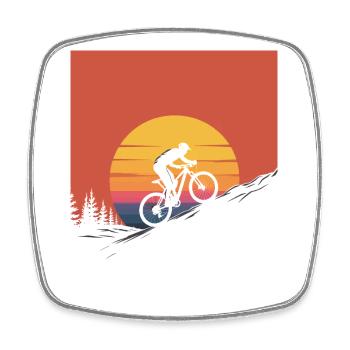 Mountainbiker Sunset Silhouette - Viereckiger Kühlschrankmagnet - Weiß - Vorne