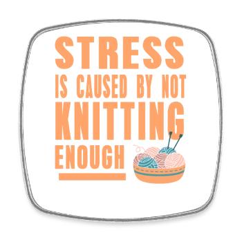 Stress Relief Through Knitting Funny Yarn Life - Viereckiger Kühlschrankmagnet - Weiß - Vorne