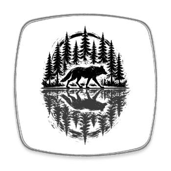 Wolf, Wald, Natur, Wildnis, Outdoor, Tier - Viereckiger Kühlschrankmagnet - Weiß - Vorne